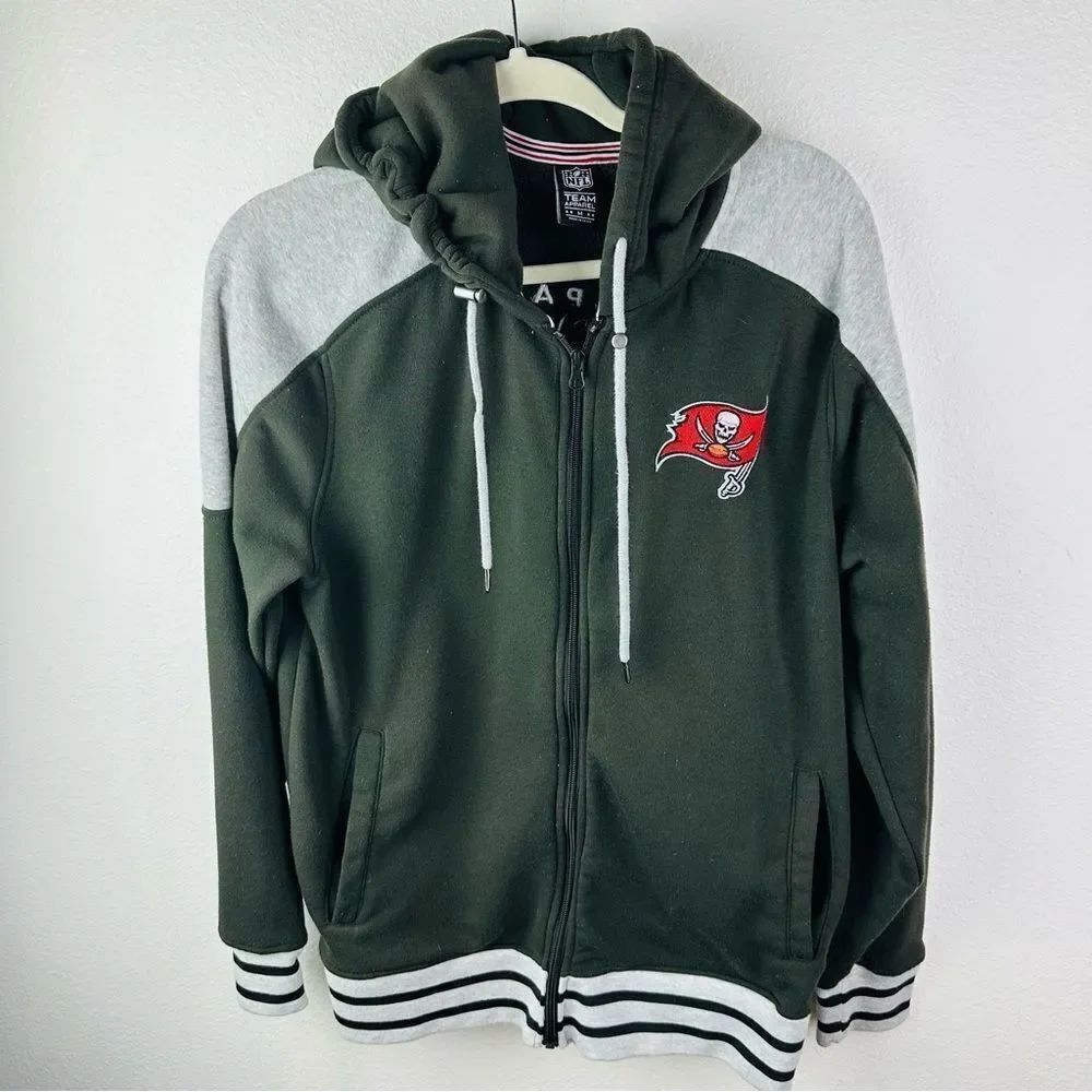 NFL Buccaneers Black Gray Full Zip Hooded Jacket Men’s Size M